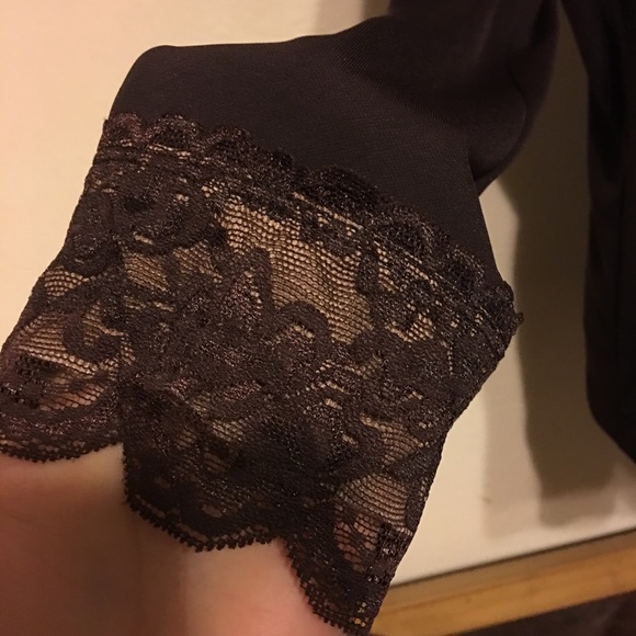 David Loren brown stretch blazer lace detail L - Picture 5 of 8